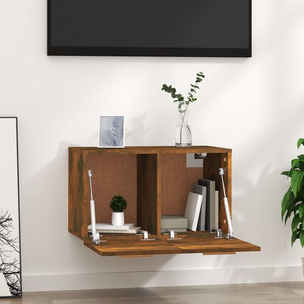 vidaXL Floating Cabinet Smoked Oak Engineered Wood Cabinet Rectangular