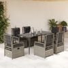 vidaXL 7 Piece Patio Dining Set with Cushions Light Gray Poly Rattan