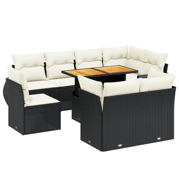 vidaXL Garden Sofa Set Black