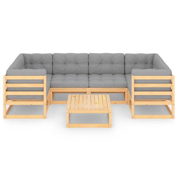 vidaXL Garden Lounge Set Solid Pinewood Solid Pinewood, 100% Polyester