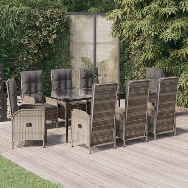 vidaXL Garden Dining Set Black and gray