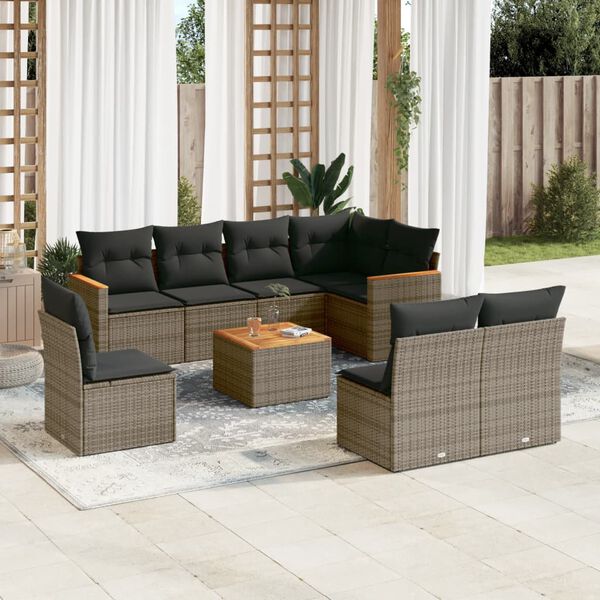 vidaXL Garden Sofa Set Grey, Dark Grey