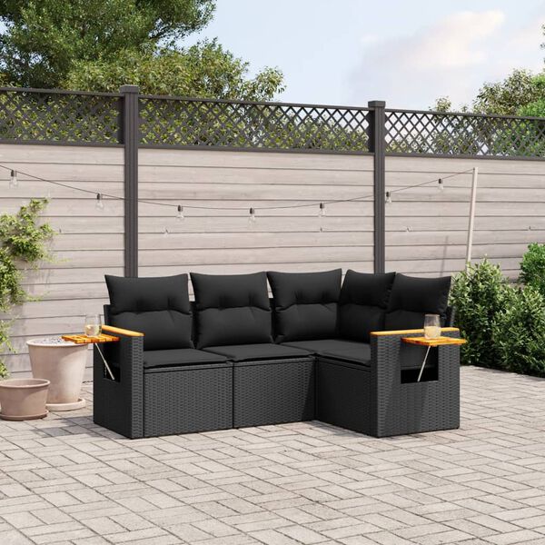 vidaXL Garden Sofa Set Black