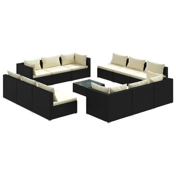 vidaXL Outdoor Lounge Set Black, Cream
