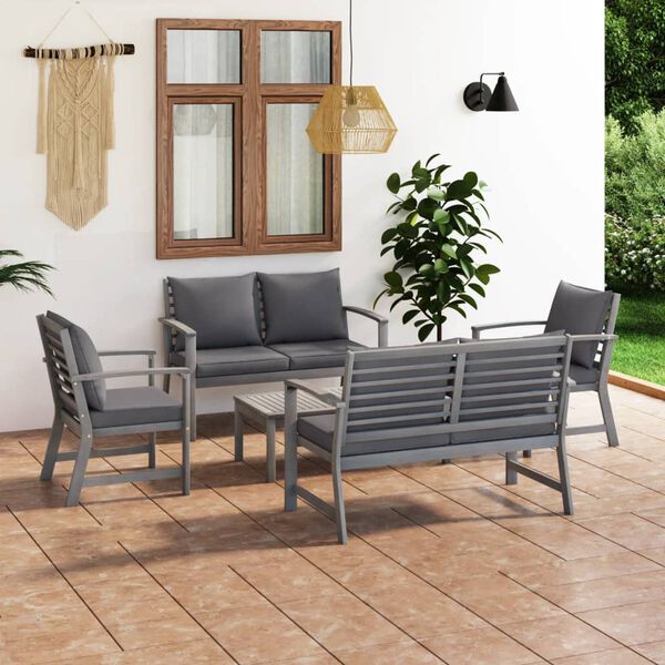 vidaXL Garden Lounge Set Gray Solid Acacia Wood Medium Modular