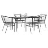 vidaXL 5 Piece Patio Dining Set Black Poly Rattan Glass