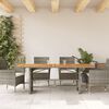 vidaXL Garden Table Grey PE Rattan Medium Durable Rectangular Modern