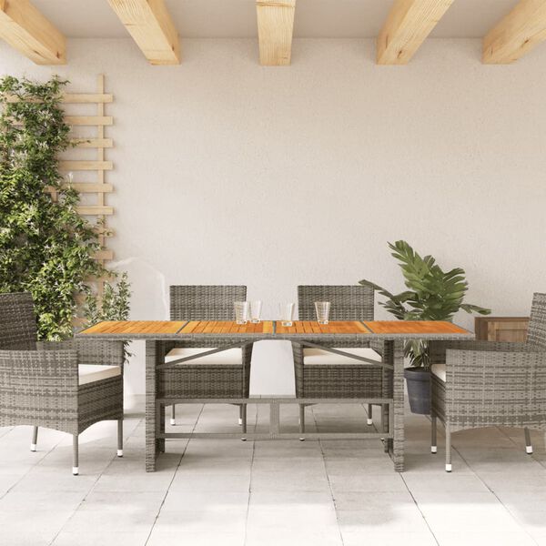 vidaXL Garden Table Grey PE Rattan Medium Durable Rectangular Modern