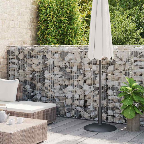 vidaXL Gabion Wall with Covers Galvanized Steel 236"x19.7"x59"
