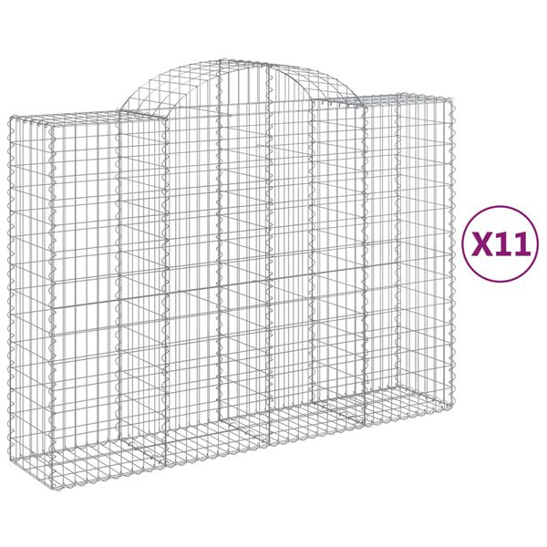 vidaXL Gabion Basket Set of 11 Silver Galvanized Iron 78.7x19.7x63.0 in