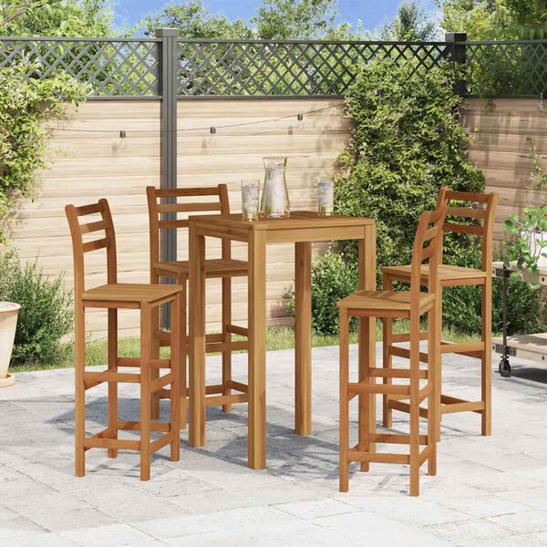 vidaXL Bar Stool Set of 4 Natural wood Solid acacia wood Standard