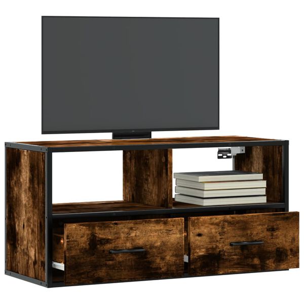 vidaXL TV Cabinet Smoked Oak Engineered Wood 31.5 in TV Cabinet