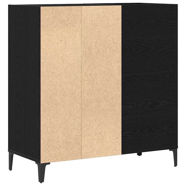 vidaXL Record Cabinet with Shelf Black Oak 33.27 x 14.96 x 35.04 in