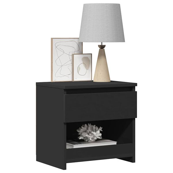 vidaXL Bedside Cabinet Black Engineered wood Compact Bedside Cabinet