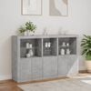 vidaXL Sideboard Concrete Grey Engineered Wood, Glass Large Sideboard