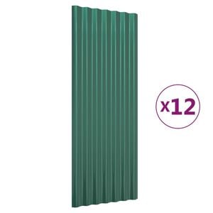 vidaXL Roof Panels 12 pcs Galvanized Steel Green 39.4"x14.2"