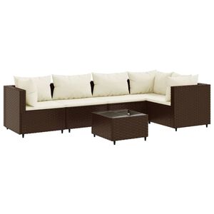 vidaXL Patio Lounge Set Brown PE Rattan 6 Piece Set Adjustable Feet