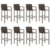vidaXL Garden Bar Set Brown PE rattan 9 Piece Set Footrest