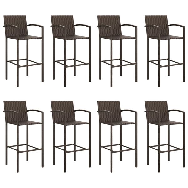 vidaXL Garden Bar Set Brown PE rattan 9 Piece Set Footrest