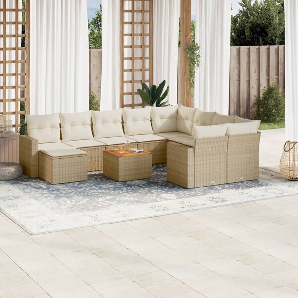 vidaXL Garden Sofa Set Beige PE rattan Large Modular Garden Sofa Set