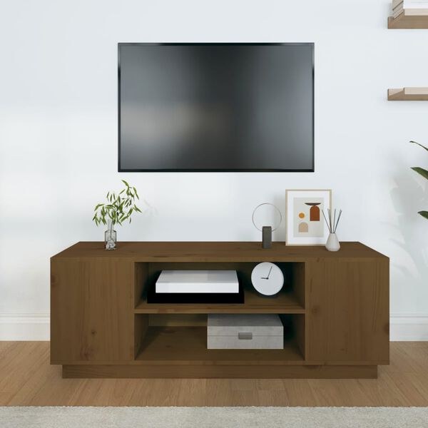 vidaXL TV Cabinet Honey Brown Solid Pine Wood TV Cabinet Rectangular