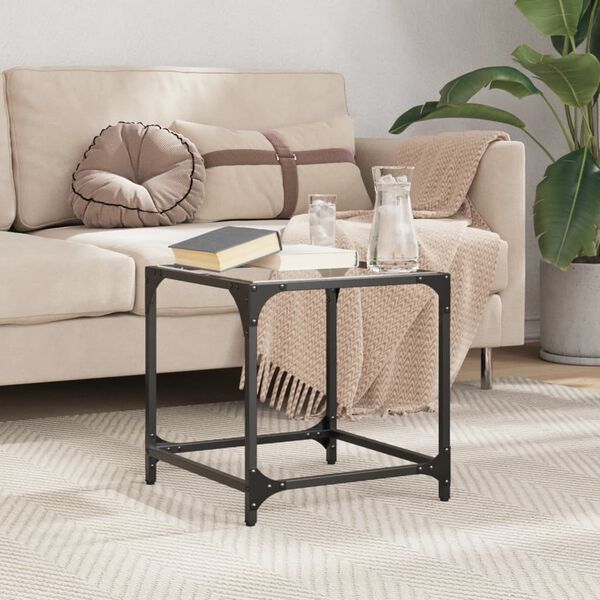 vidaXL Coffee Table Transparent Engineered wood, Stainless steel, Glass