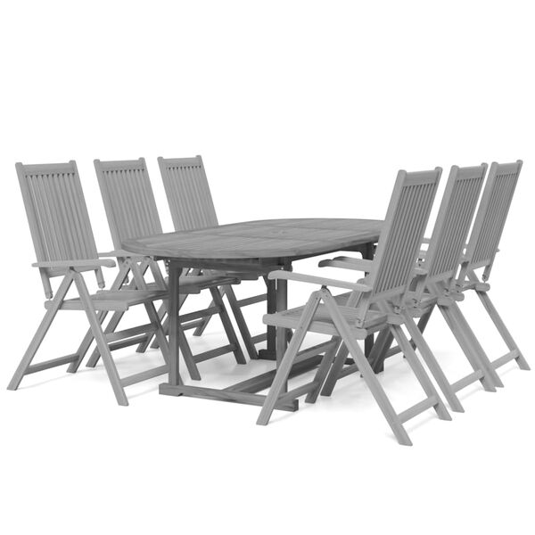 vidaXL Garden Dining Set Grey Solid acacia wood Large Foldable