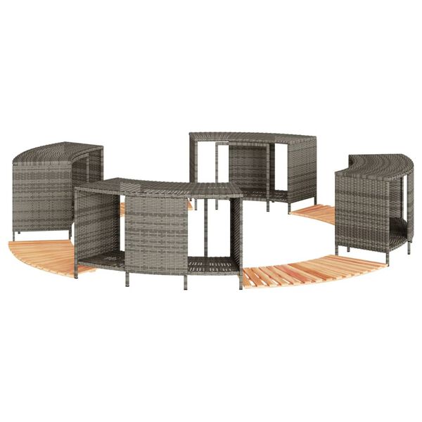 vidaXL Hot Tub Surround Grey Poly Rattan, Solid Acacia Wood Large