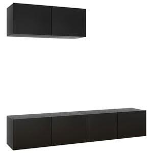 vidaXL TV Stands 3 pcs Black Engineered Wood