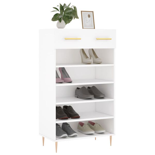 vidaXL Shoe Cabinet White Engineered wood and iron Medium Shoe Cabinet