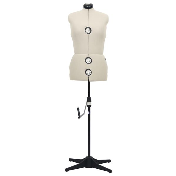 vidaXL Dress Form Cream and black Polyester, ABS M Height-Adjustable