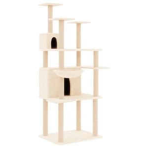 vidaXL Cat Tree Cream Engineered Wood, Plush, Sisal