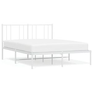 vidaXL Bed Frame White Powder-coated steel Full Bed Frame Rectangular