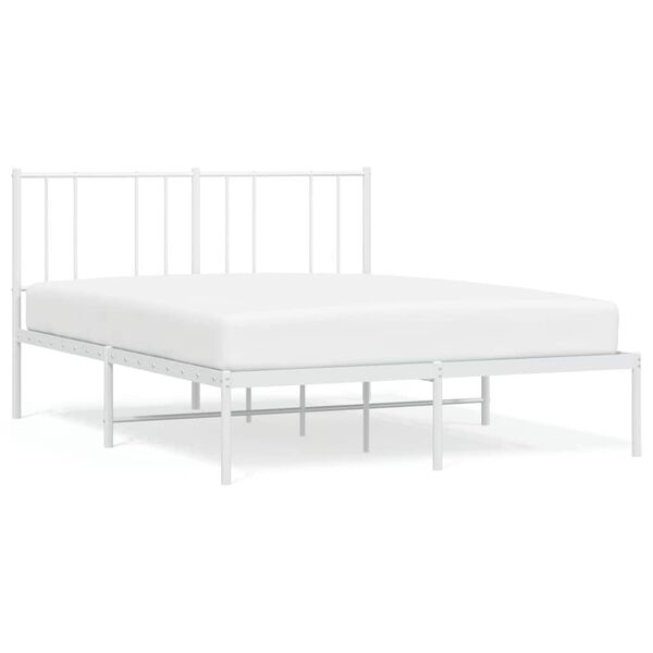 vidaXL Bed Frame White Powder-coated steel Full Bed Frame Rectangular