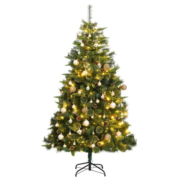 vidaXL Artificial Hinged Christmas Tree Green PVC 5.9 ft tall