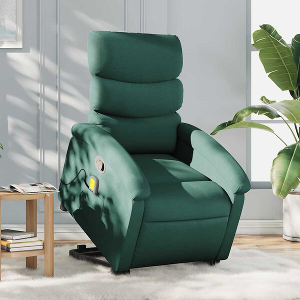 vidaXL Stand Up Massage Recliner Chair Dark Green