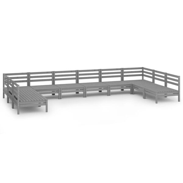 vidaXL Garden Lounge Set Grey Solid pinewood Large Modular