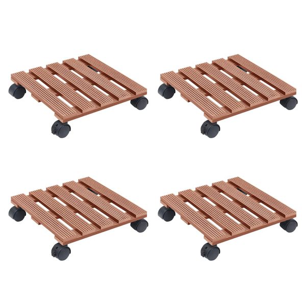 vidaXL Plant Trolley Set of 4 Brown Wood-Plastic Composite 11.8x11.8 in