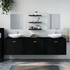vidaXL Bathroom Furniture Set Black Engineered Wood, Glass Large