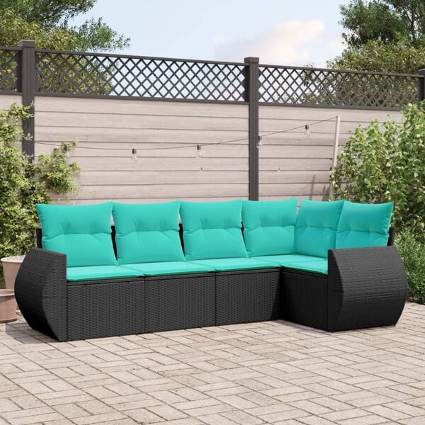vidaXL Patio Sofa Set Black, Blue