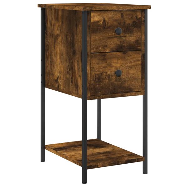vidaXL Bedside Cabinet Smoked Oak Engineered wood, iron Compact