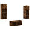 vidaXL 4 Piece TV Wall Stands with LED Lights Smoked Oak