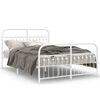 vidaXL Bed Frame White Steel Double Bed Frame Rectangular