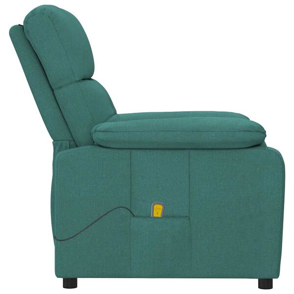 vidaXL Massage Recliner Dark Green Fabric