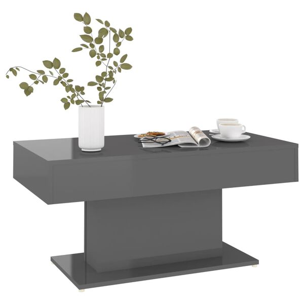 vidaXL Coffee Table High Gloss Grey Engineered Wood Sleek Design