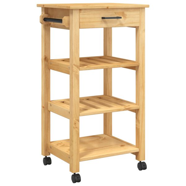 vidaXL Kitchen Trolley MONZA 18.9"x15.7"x34.8" Solid Wood Pine