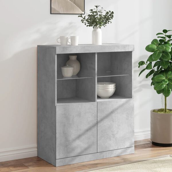 vidaXL Sideboard with LED Lights Concrete Gray 31.9"x14.6"x39.4"