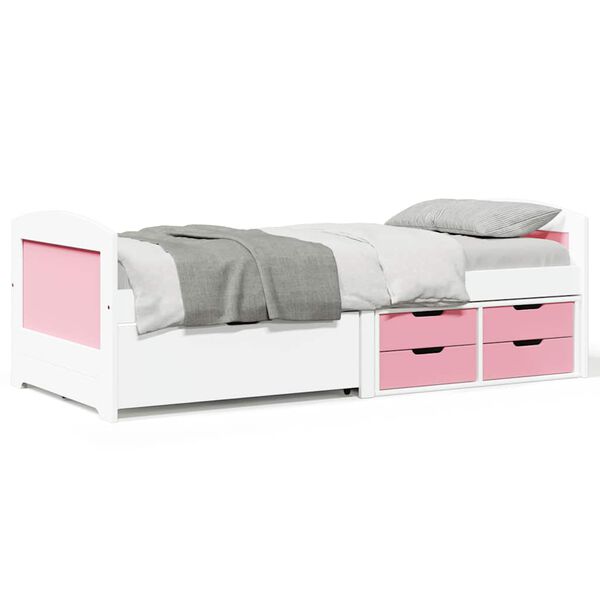 vidaXL Day Bed White and pink Solid pinewood, engineered wood