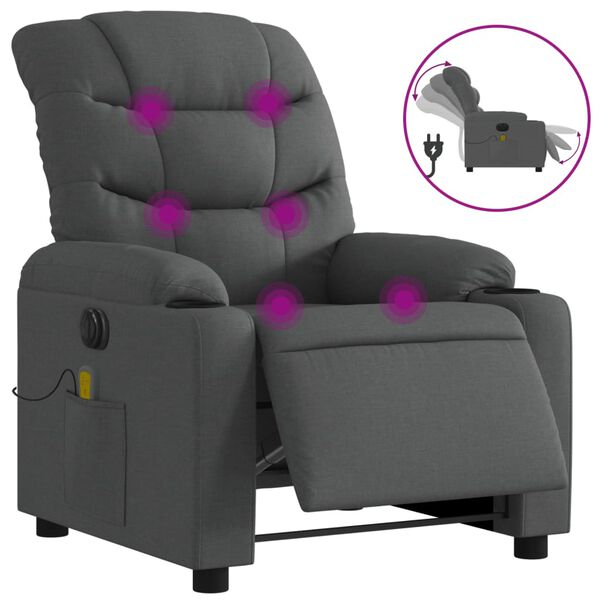 vidaXL Electric Massage Recliner Chair Dark Gray