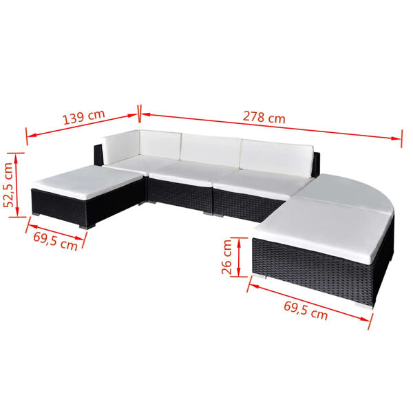 vidaXL Garden Table And Chairs Black and Cream White